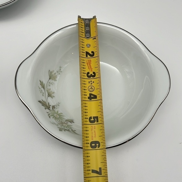 Noritake Soroya 6853 6” Cereal Bowl Light Green Daisy Platinum Banded - Picture 8 of 9